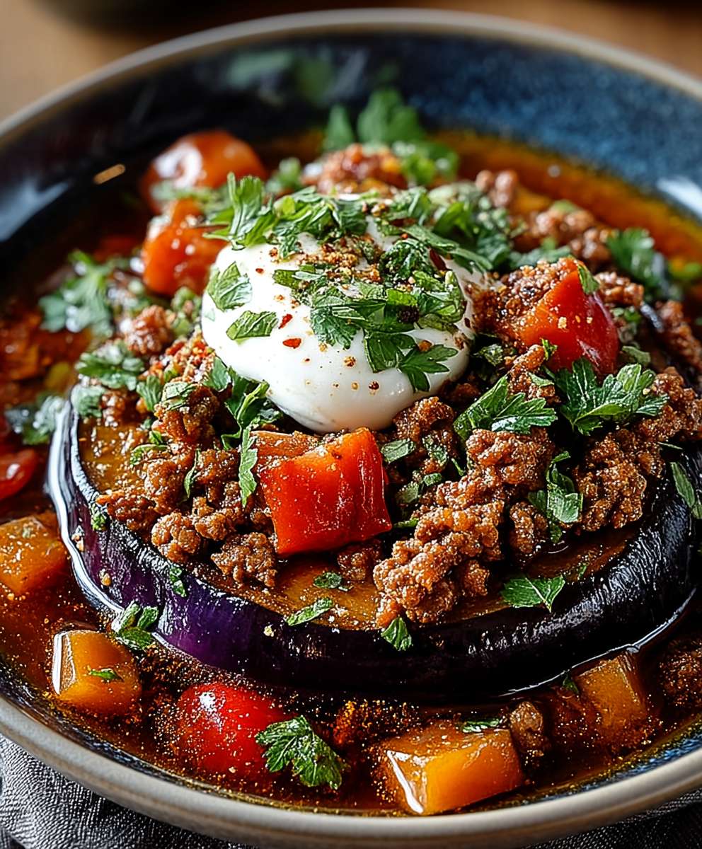 Türkische Auberginen Hackfleisch Pfanne