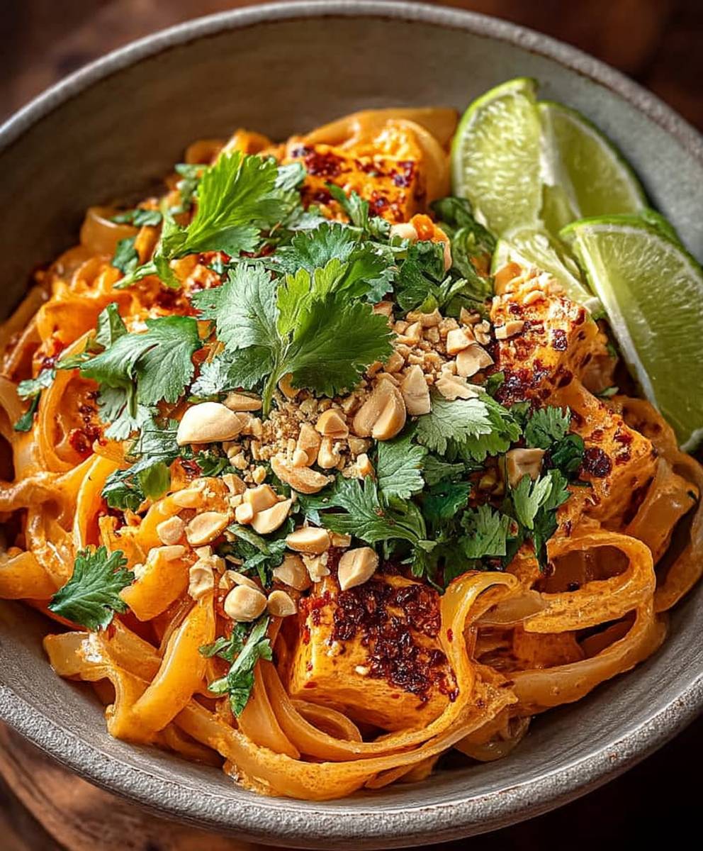Rote Curry Erdnuss Nudeln