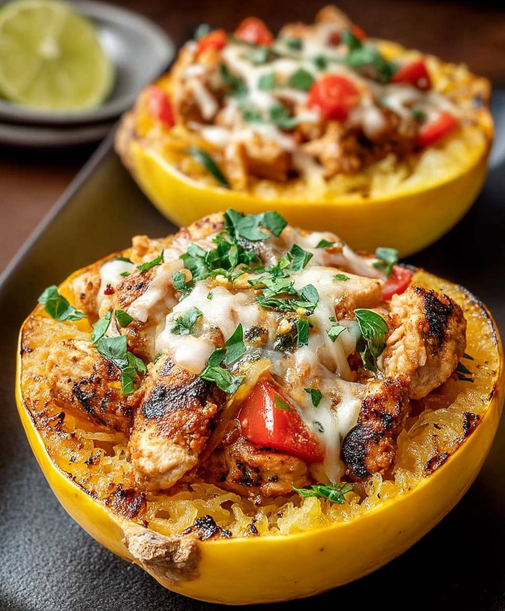Spaghetti Kürbis Fajita Hähnchen