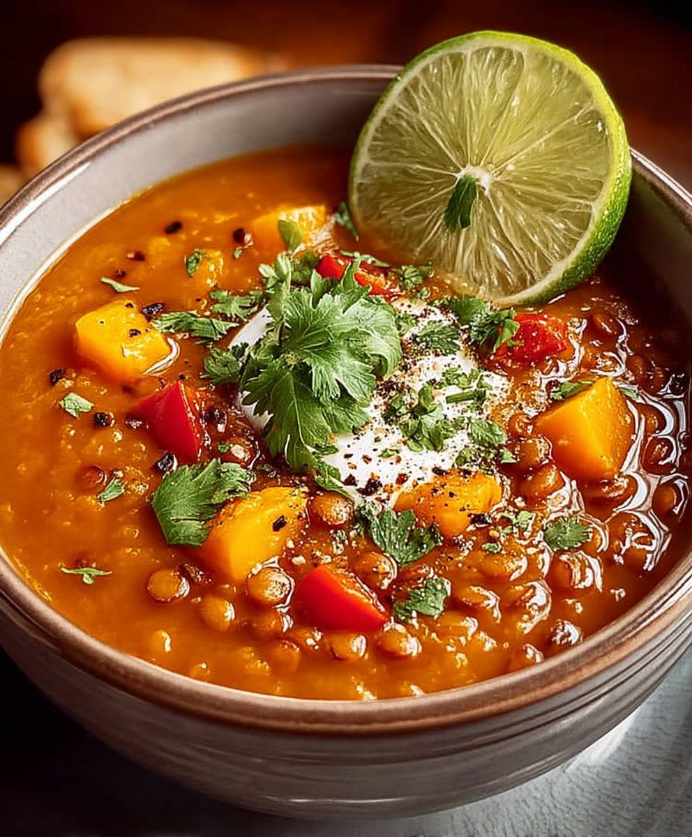Butternusskürbis Linsensuppe