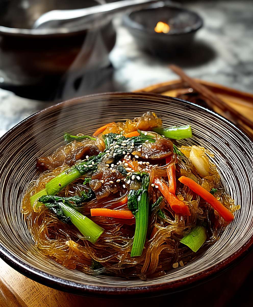 Japchae koreanische Glasnudeln
