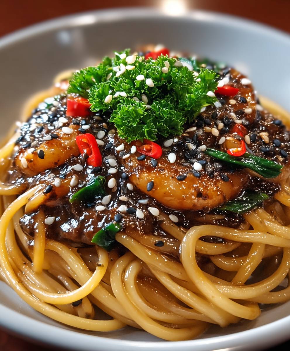 Vegan Singapur Spaghetti Pfeffersoße