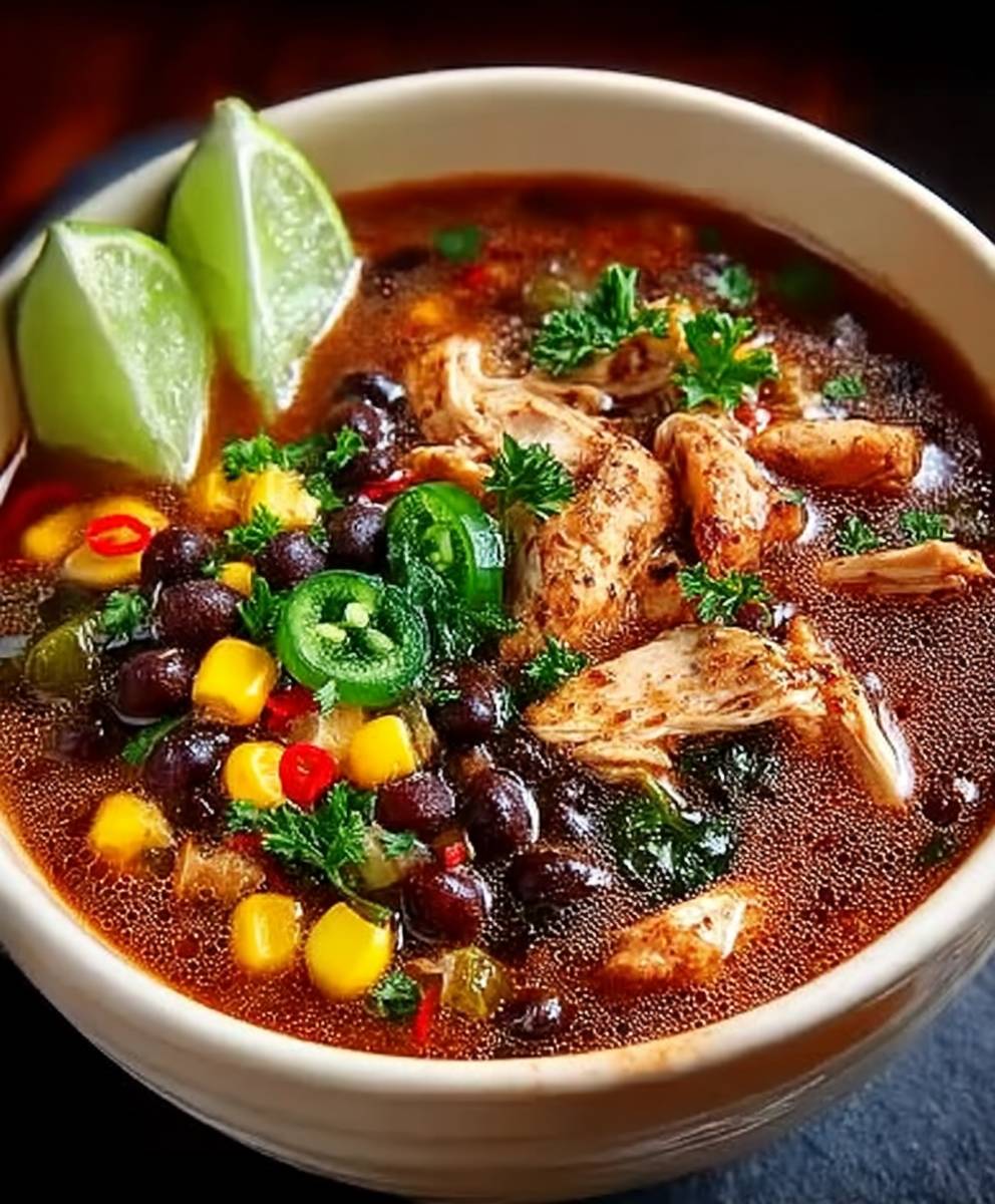 Hähnchen Schwarze Bohnensuppe einfach