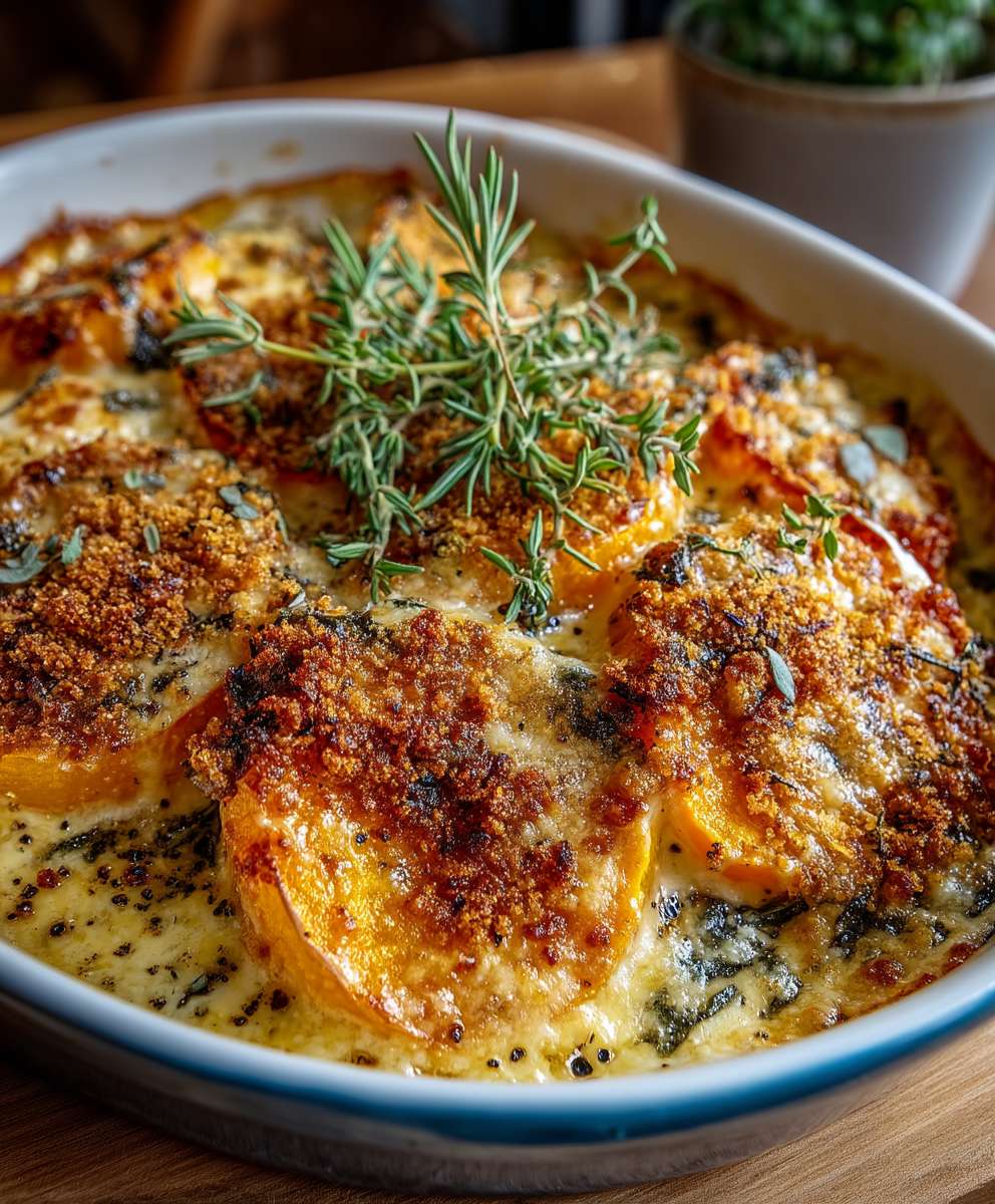 Kürbis Gratin mit Pecorino