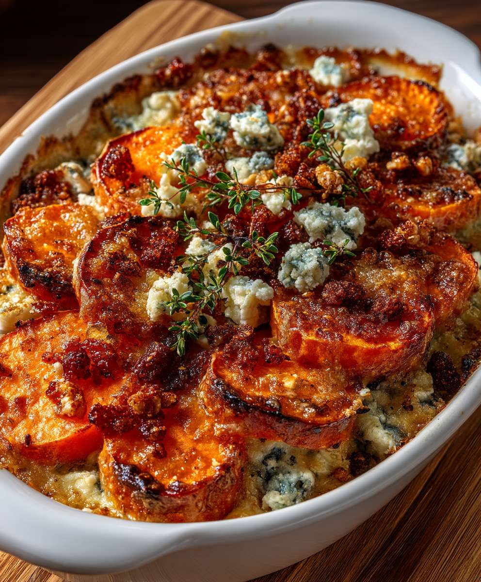 Süßkartoffel Gratin mit Feta