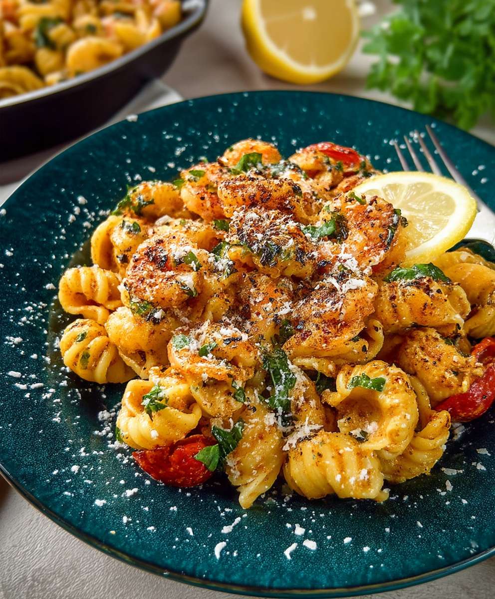 Cremige Pasta mit Garnelen