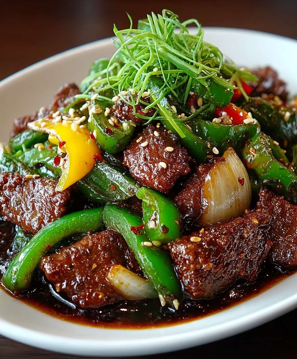 Chinesisches Rindfleisch mit Zwiebeln
