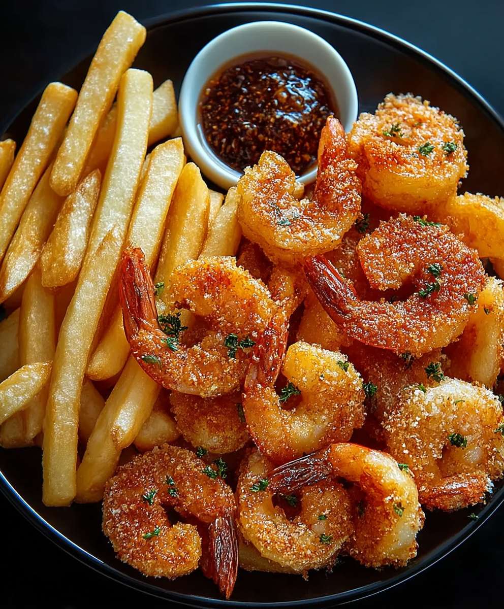 Knusprige Garnelen Pommes Frites