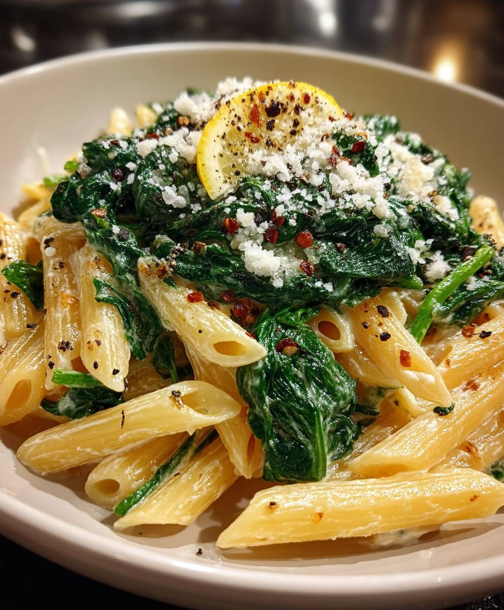 Pasta mit Spinat Zitronensauce