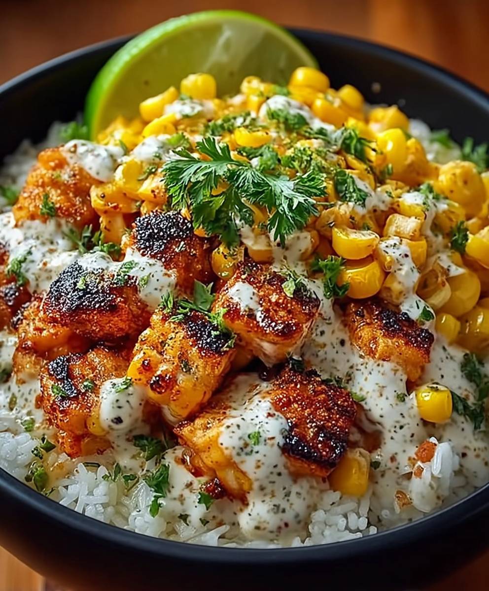 Street Corn Hähnchen Reis Bowl