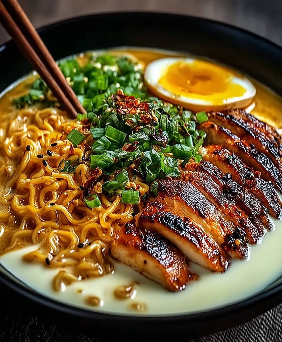 Feurige Hähnchen Ramen Knoblauchsauce