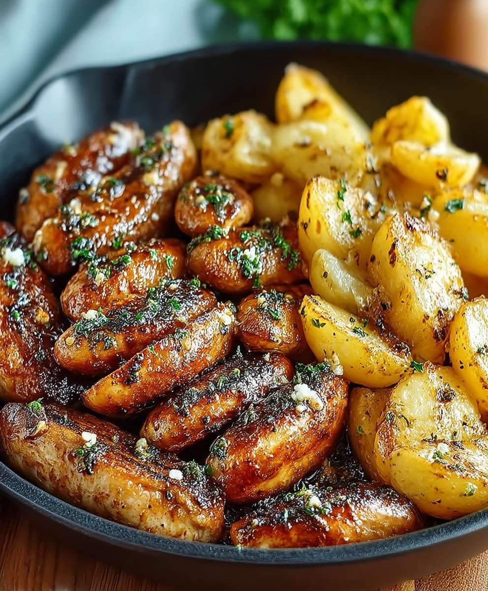 Knoblauch Butter Hähnchen Kartoffeln