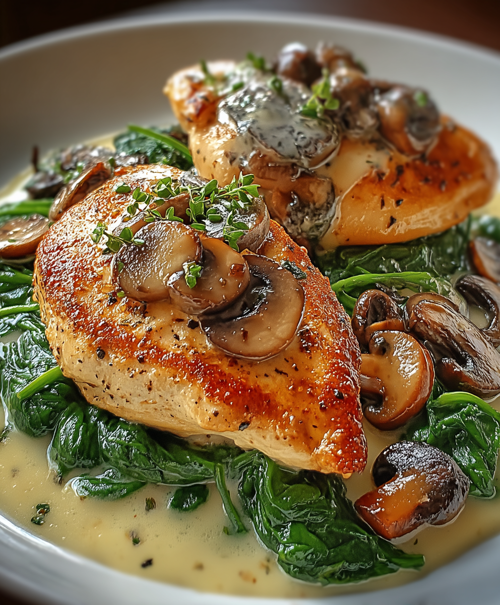 Hähnchen Spinat Champignons