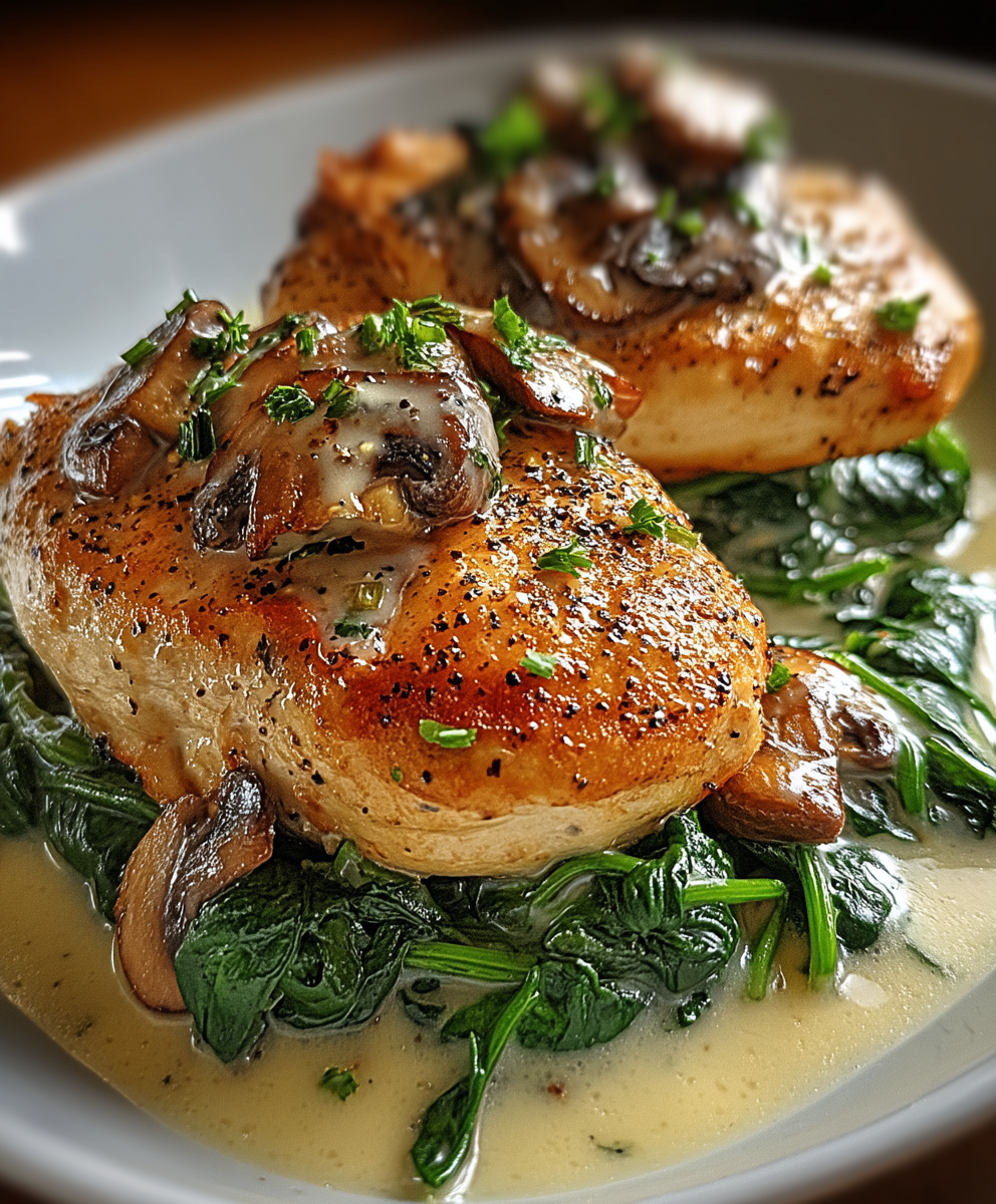 Hähnchen Spinat Champignons