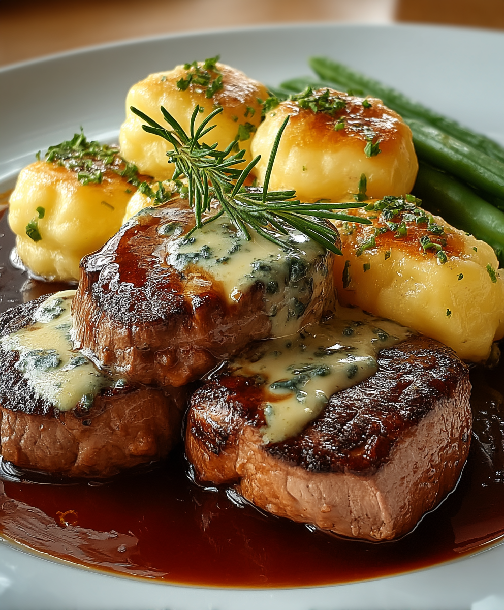 Rinderfilet Medaillons Saint Agur Klöße