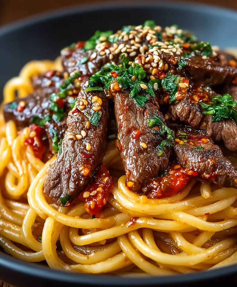 Knoblauch Steak Pasta