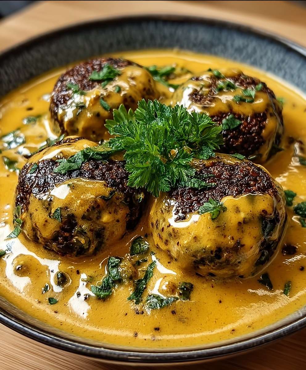 Vegane Linsenknödel Curry Sauce