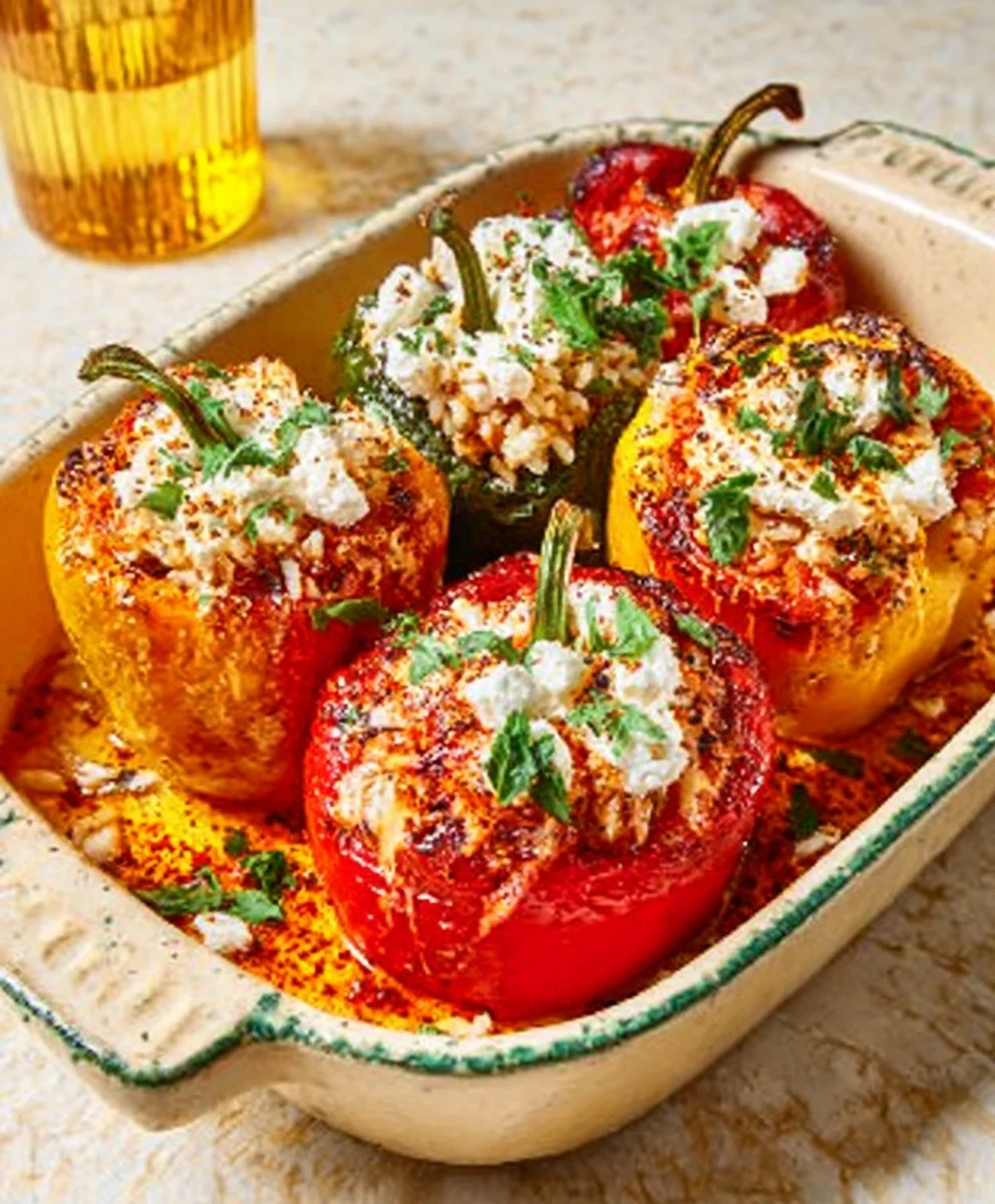 Leckere Paprika Mit Reis Feta – Einfaches Feinschmecker-Rezept