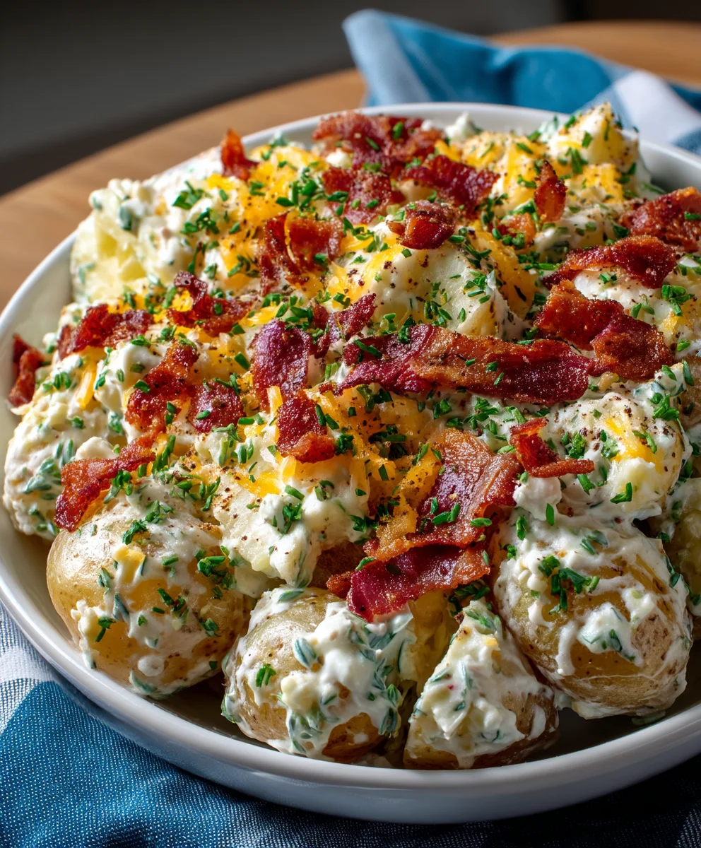 Cheddar Rind Bacon Ranch Kartoffelsalat – Dein Lieblingssalat!
