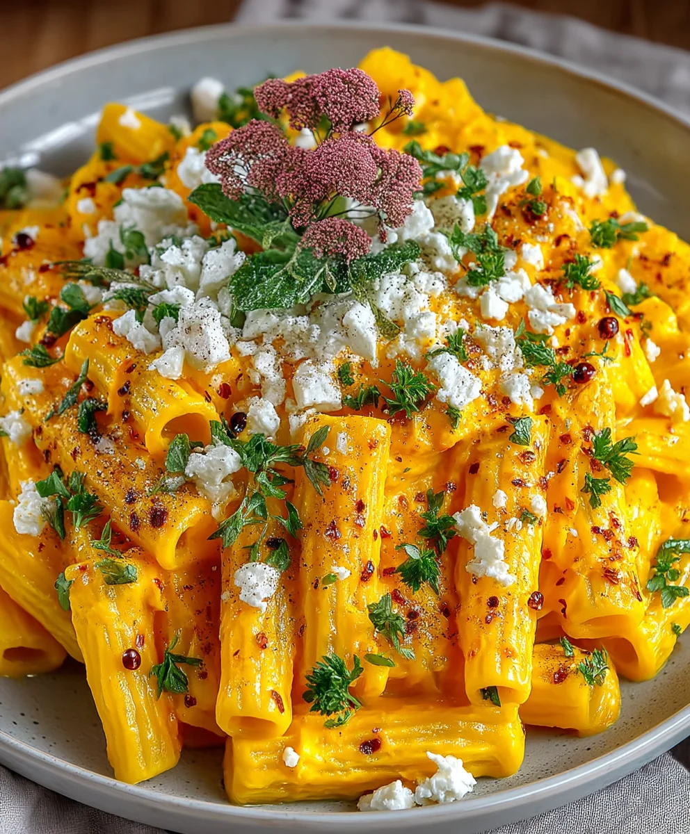 Köstliche Pasta mit cremiger Kürbissoße & Feta – Schnell & gesund