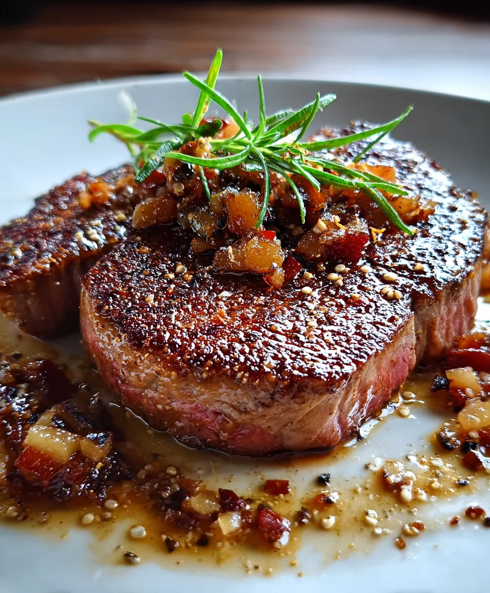 Beef Hacksteak mit Pfeffer, Bacon & feinem Cognac-Geschmack